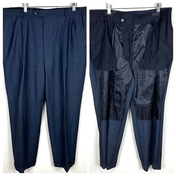 Hart Schaffner Marx Navy Birds Eye Gold Trumpeter Suit 46 R Pants 39 Read - Picture 8 of 13